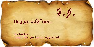 Hejja János névjegykártya